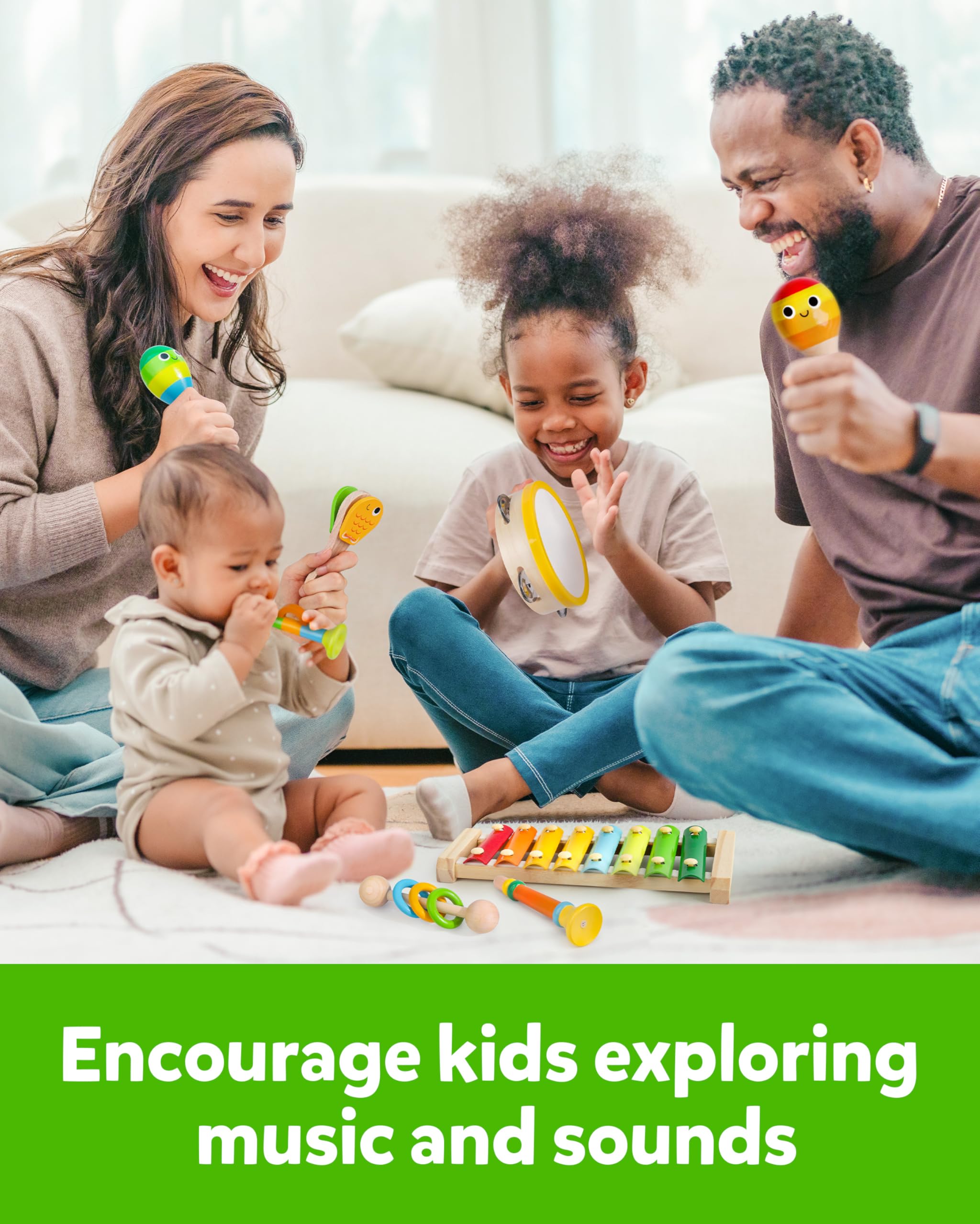 Coogam xylophone wooden tones encourage melodic awareness and fine motor skills.