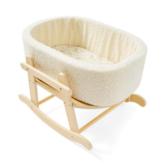 COOKIE BUNNY wooden baby doll bassinet base showing sturdy construction for durable play.