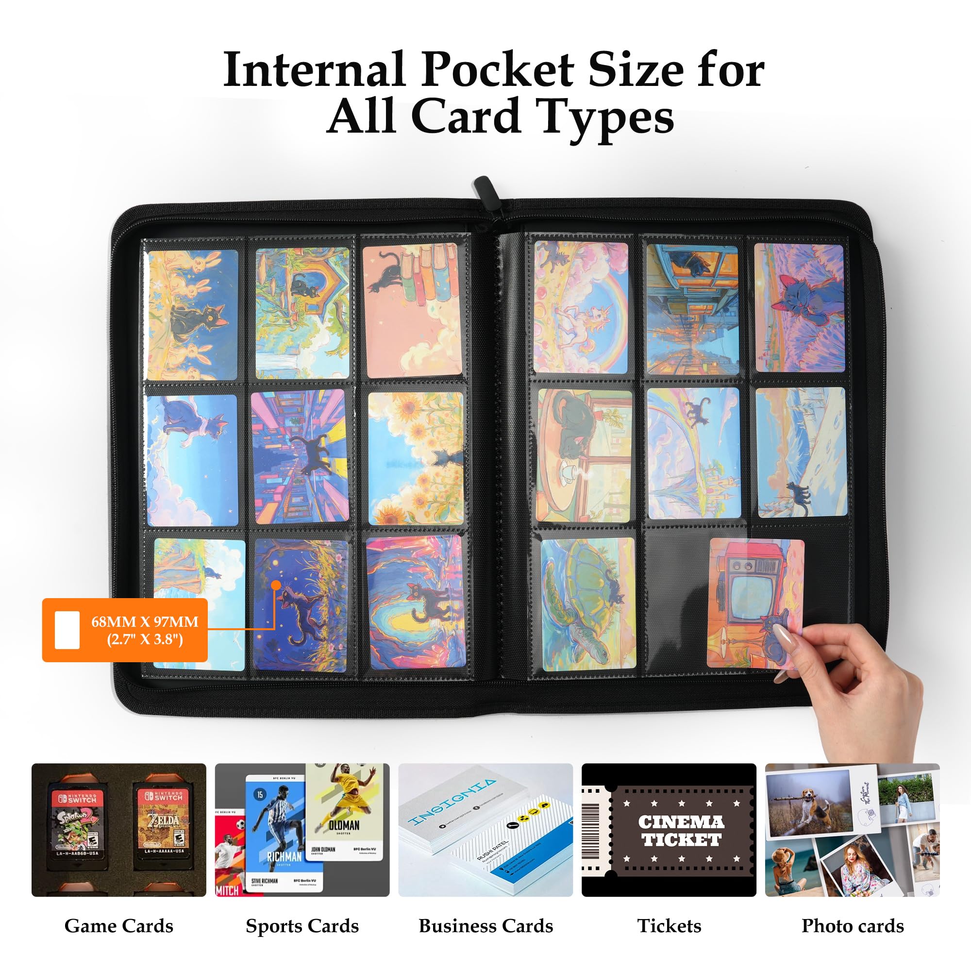 Coolbyl Card Binder demonstrates MTG and sports card compatibility and versatility