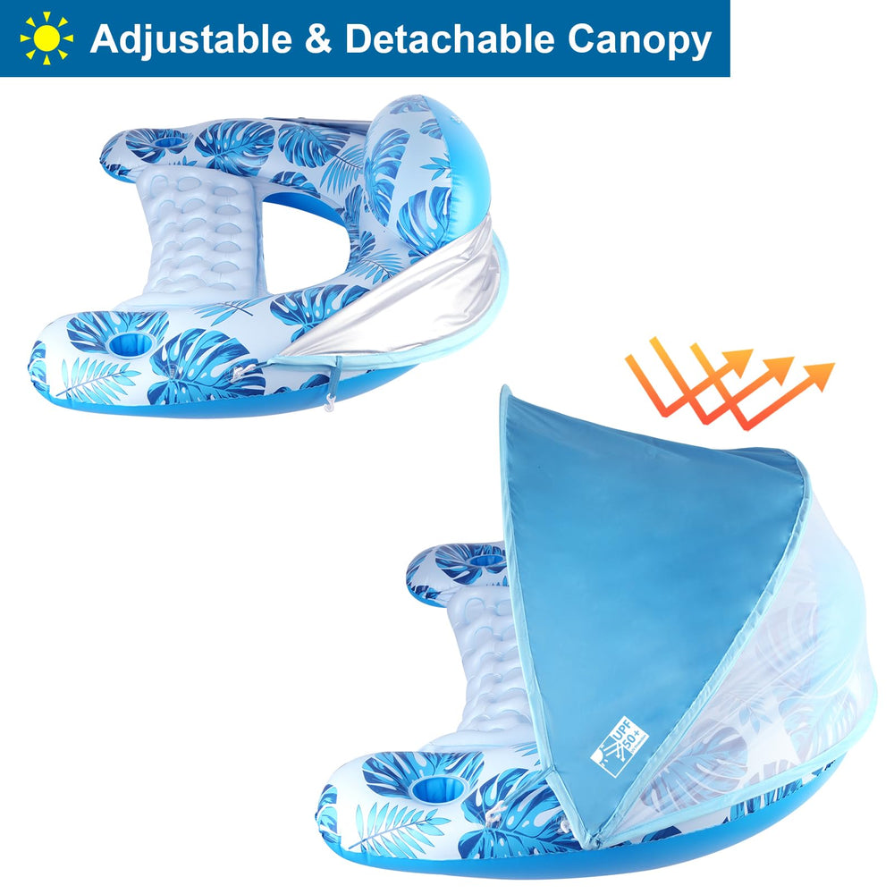 Breathable mesh behind canopy on COOLCOOLDEE float improves airflow