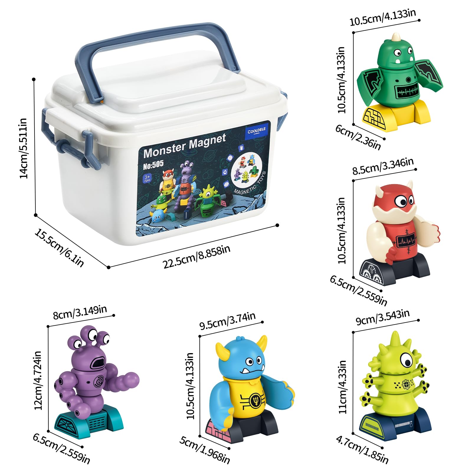 Cooldele magnetic robot monsters assembly showing flexible configuration and imaginative play