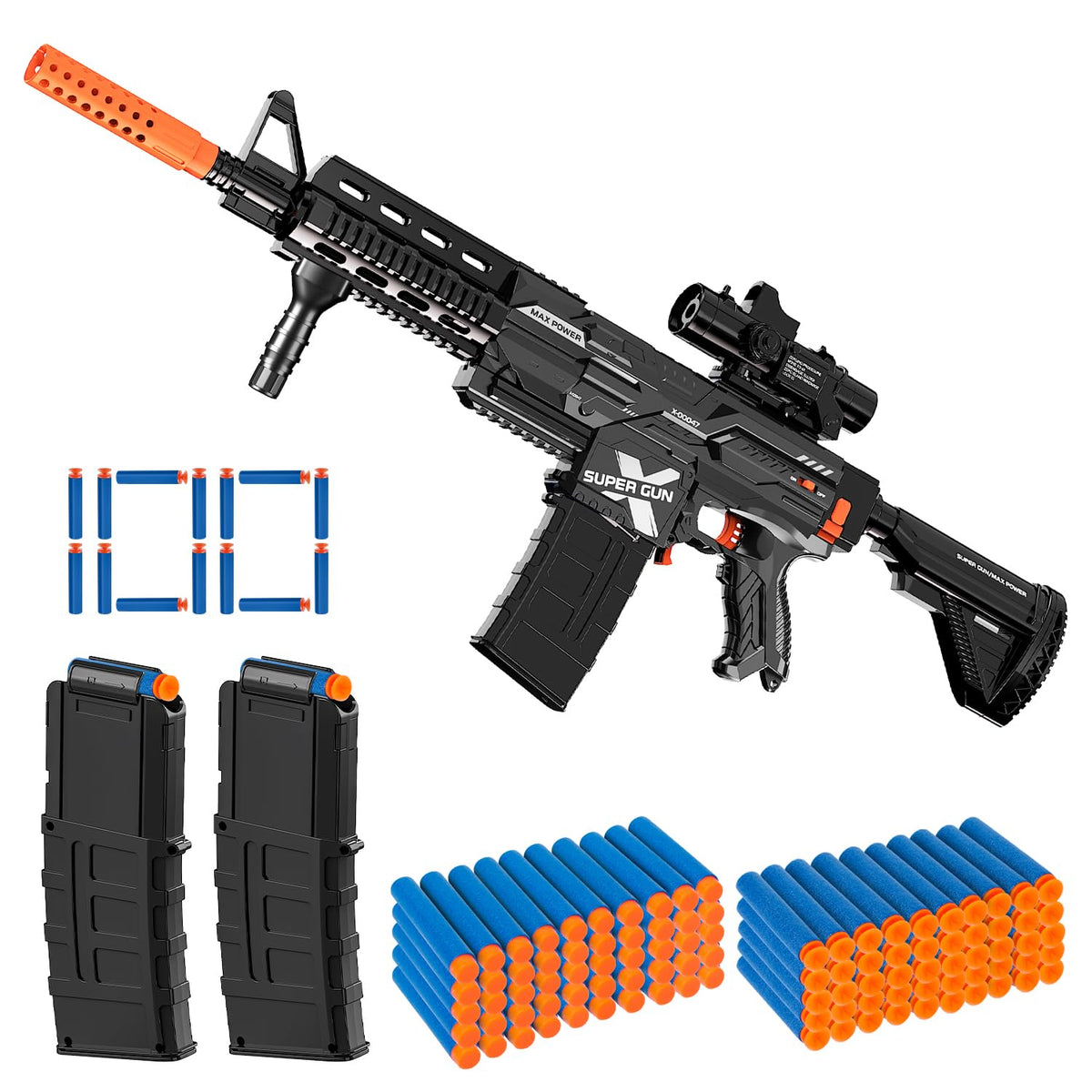 CoolFox electric automatic toy gun with burst shots for faster play.
