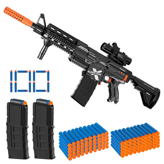 CoolFox electric automatic toy gun with burst shots for faster play.