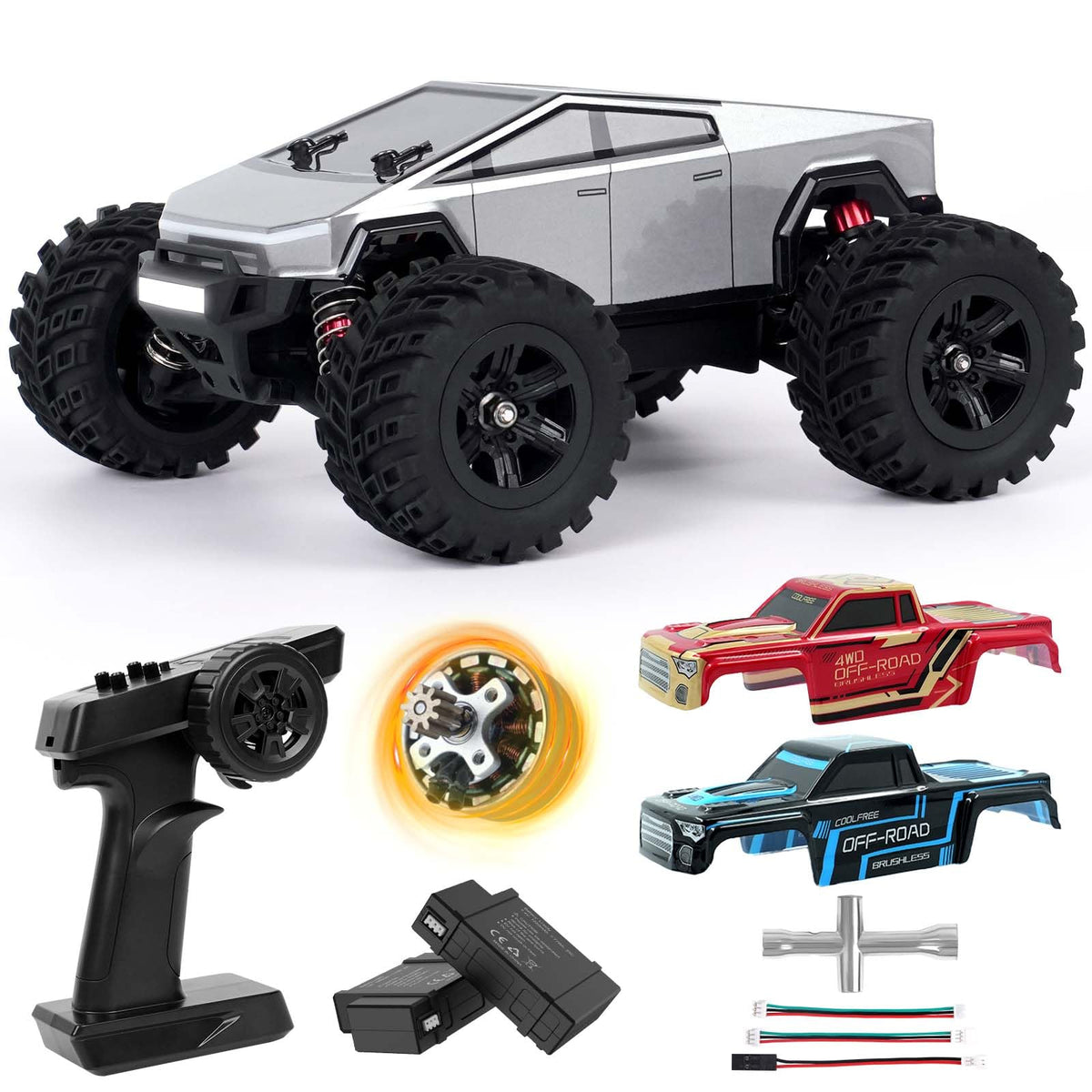 CoolFree JT20W-V2 front view shows rugged chassis for off-road adventures.