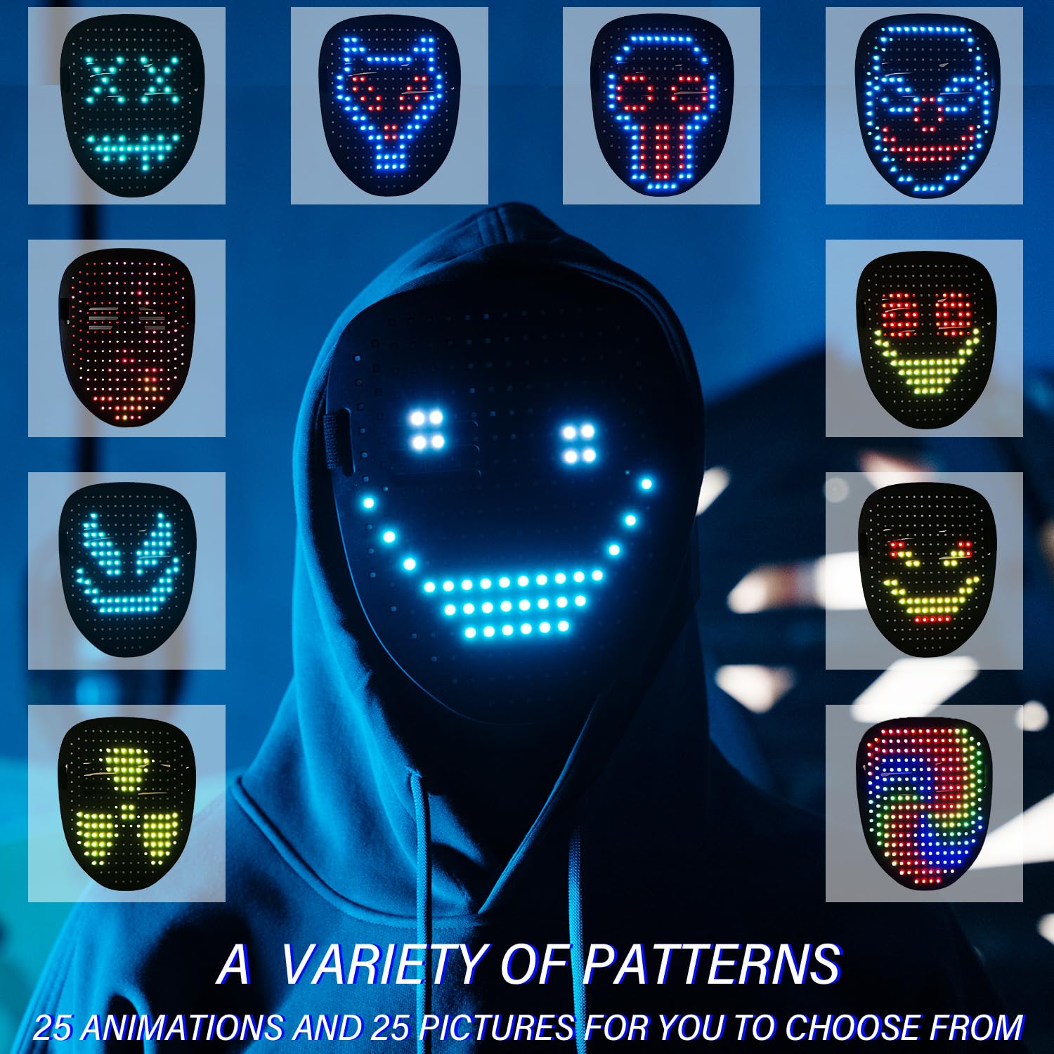 COOLGUARDER LED mask ideal for cosplay, parties, and Halloween