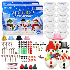 COOLJOY Build a Snowman Kit components ready for creative winter crafts.