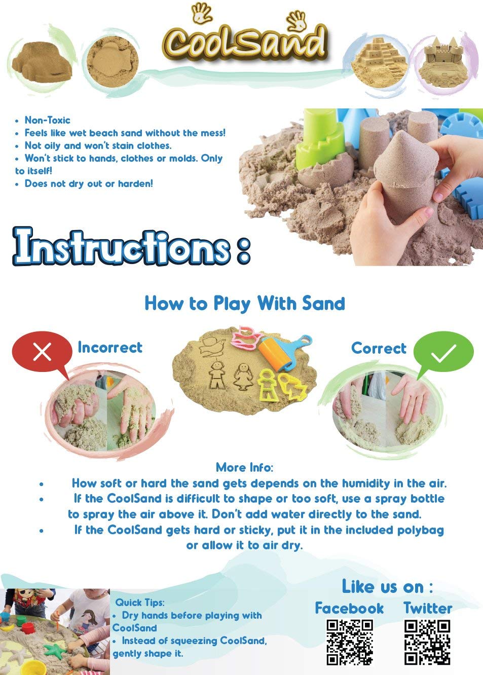 CoolSand moldable sand in action, shaping and flowing between fingers