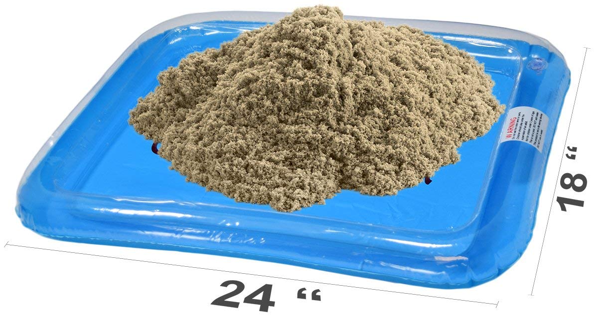 CoolSand natural 5-pound refill pack contents with storage container for organized indoor fun