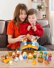 COOLTUNE nativity set manger and stable for cozy storytelling
