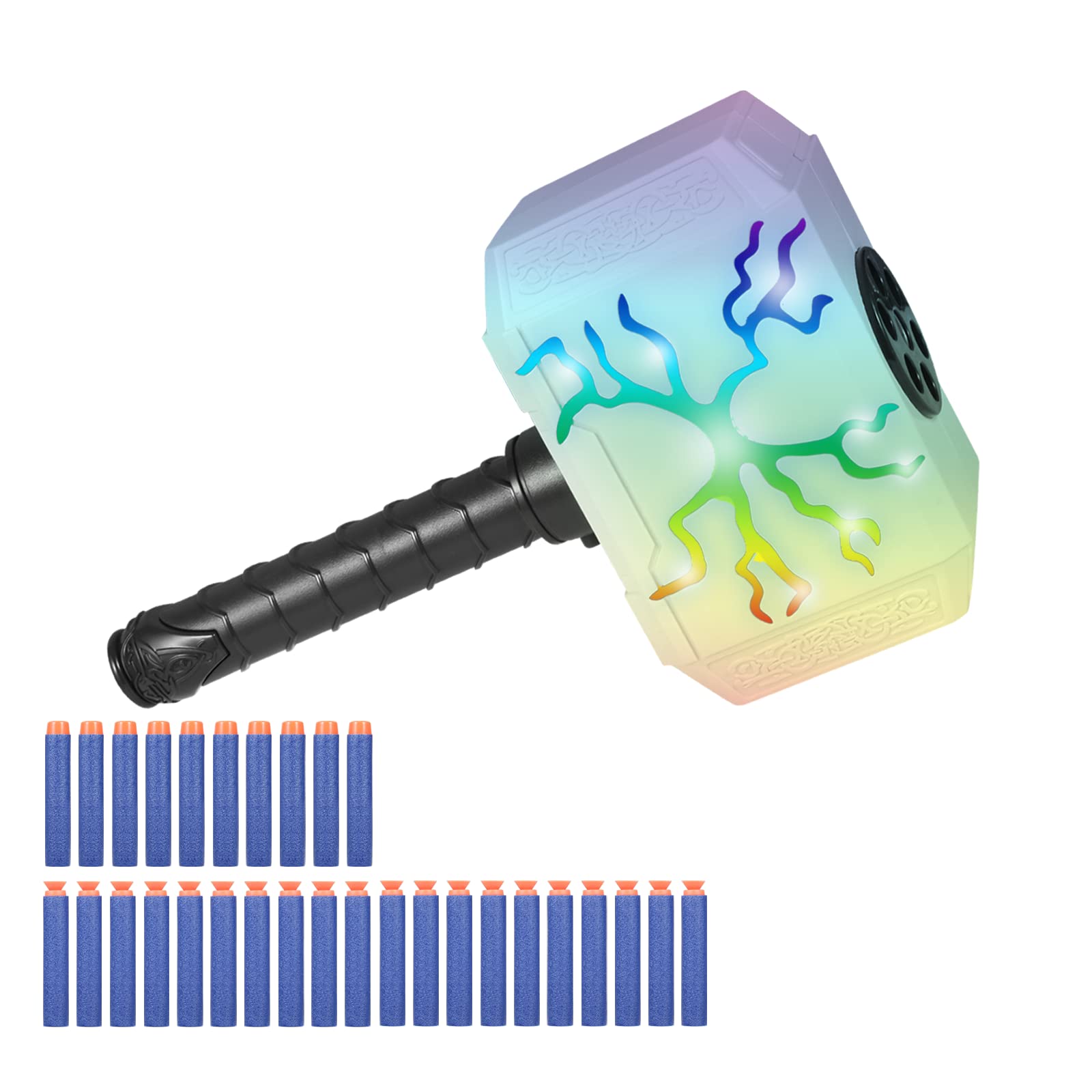 Coophit Thors Dart-Blasting Hammer with Lights in action for indoor play