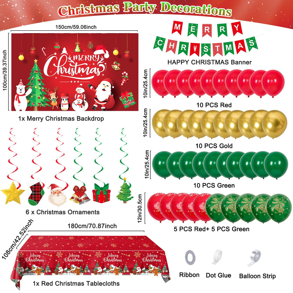 Coosilion green and red balloons create bold holiday color