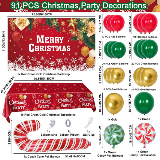 Coosilion red-green candy cane balloons add classic holiday flair to any party setup.