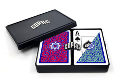 Copag 1546 Neoteric Design deck in hard case for safe storage.