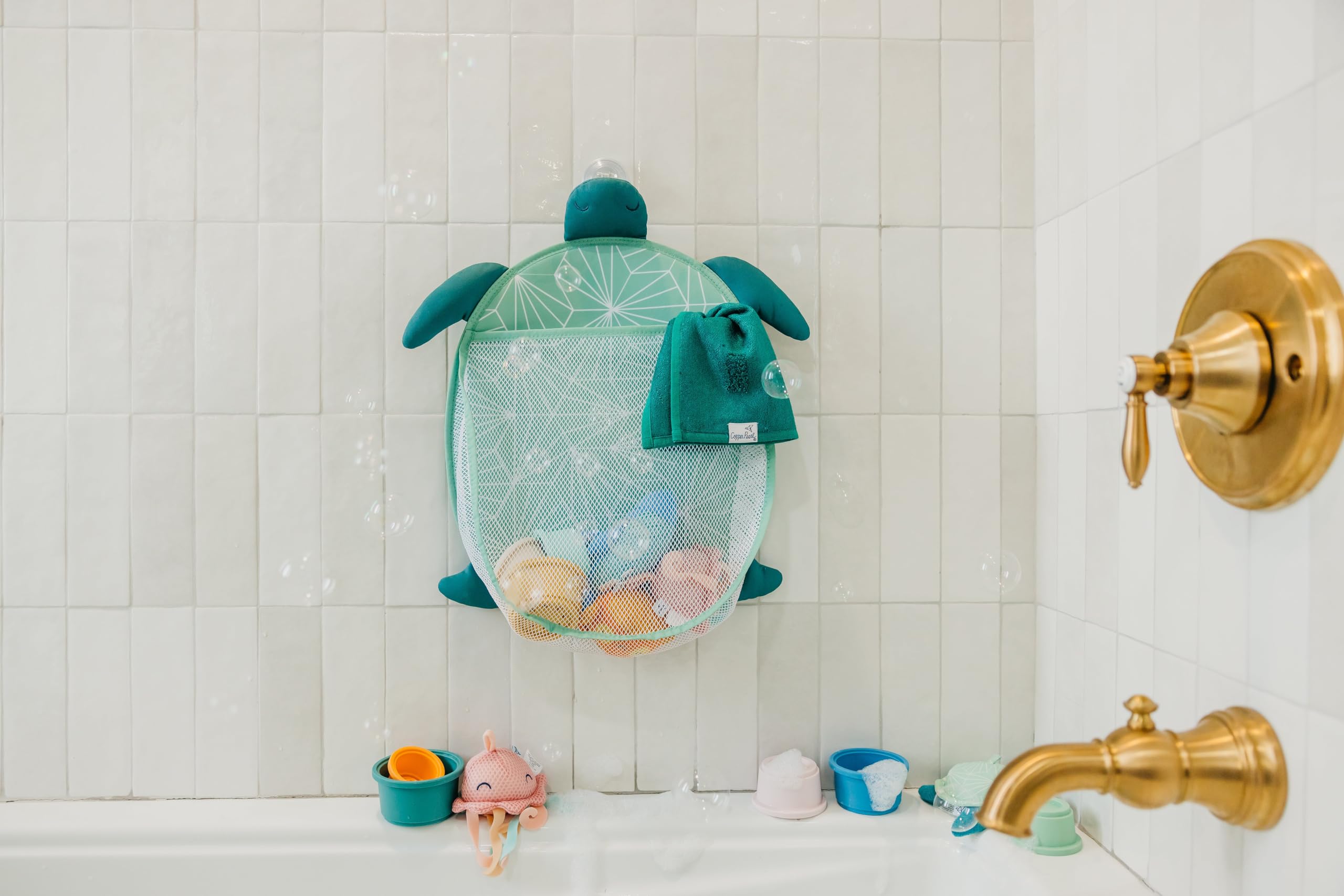 Copper Pearl Oceana bath toy net with kid-friendly design for easy use.