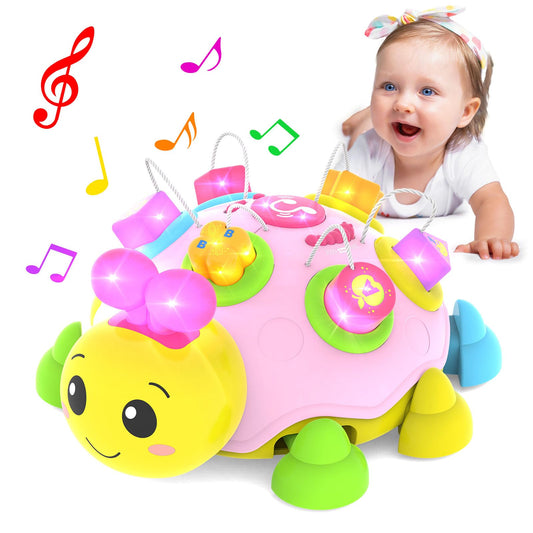 Coqin baby crawling toy with dual-language mode supports early language learning.