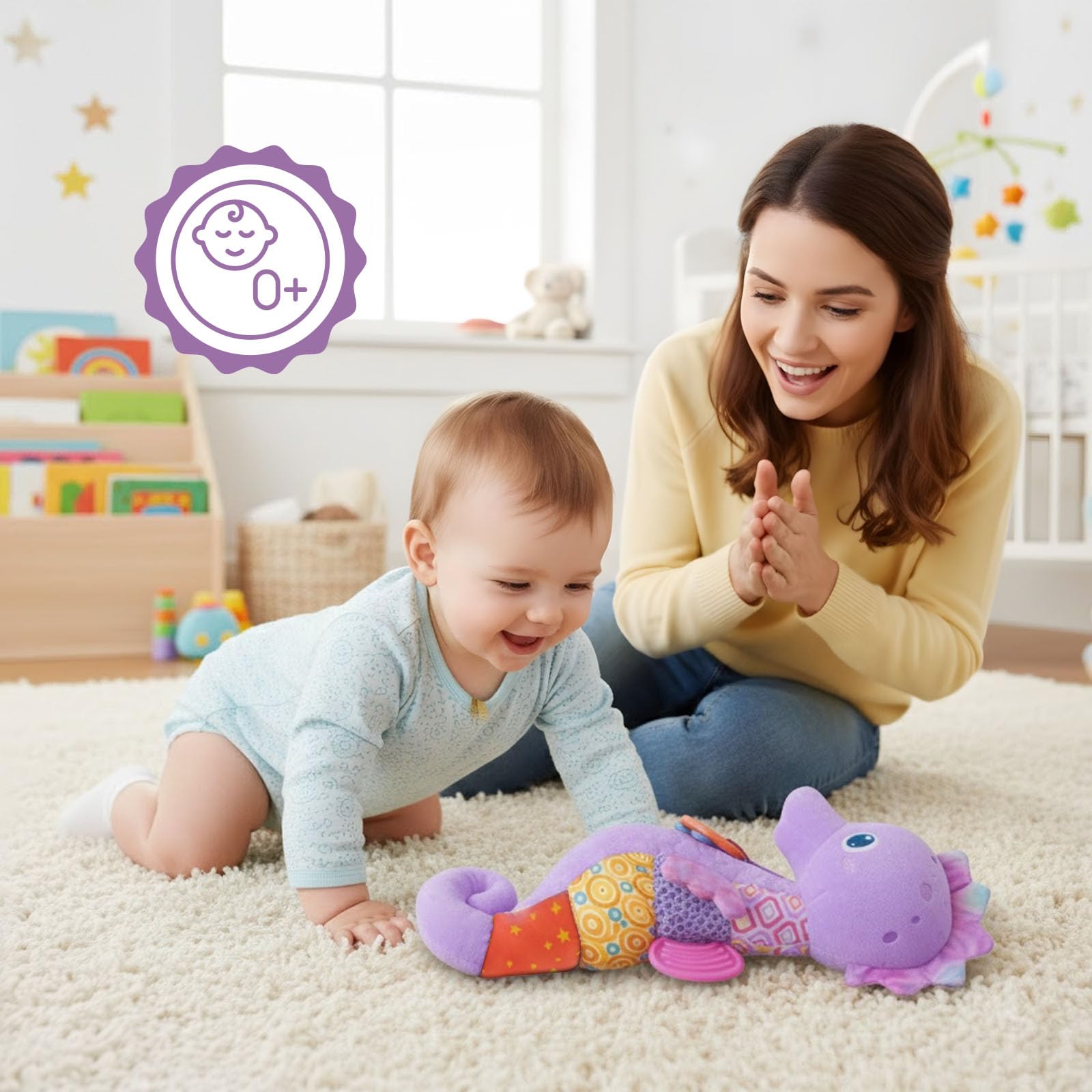 Coqin Seahorse safe plush with soft textures suits tiny hands