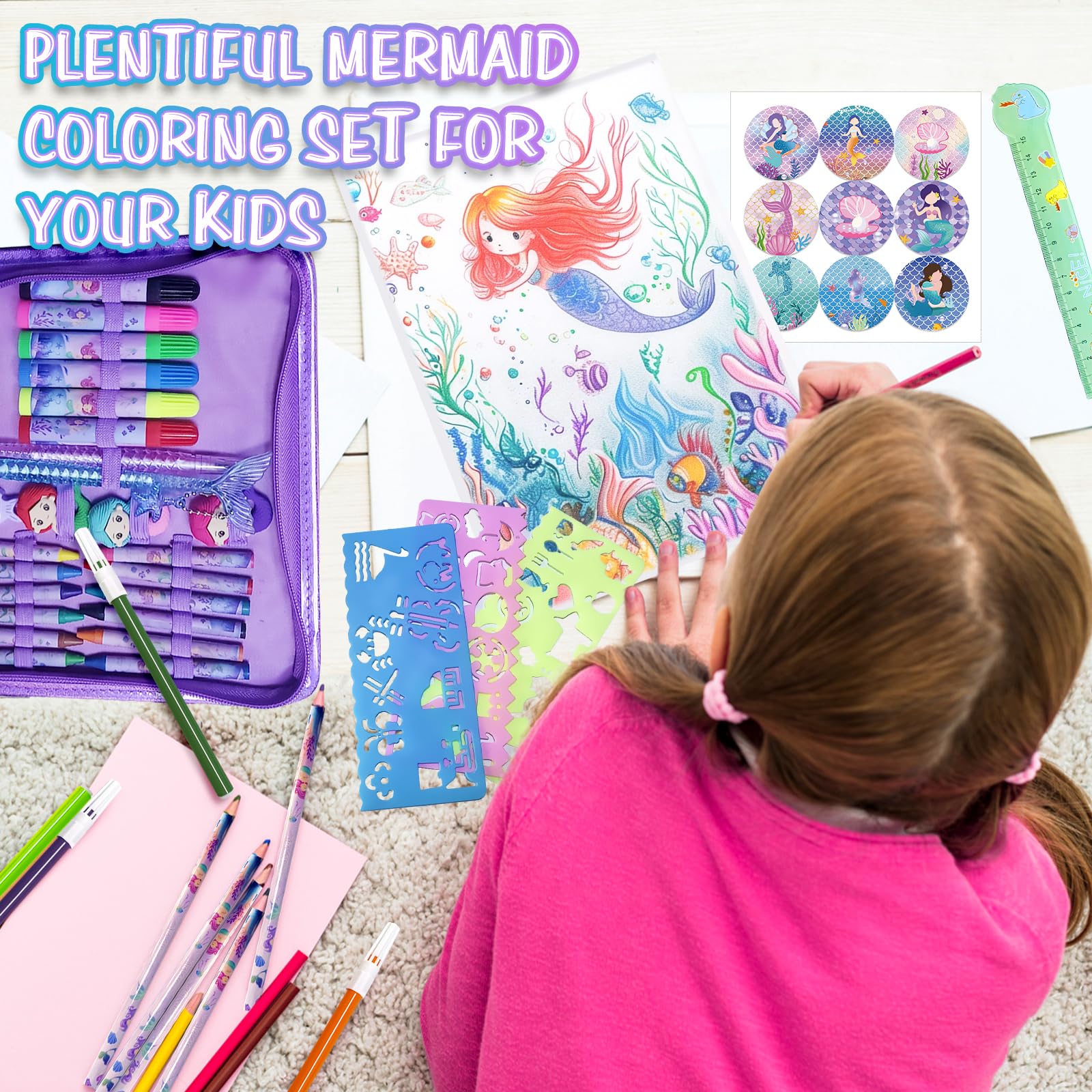 CORALMEE Mermaid crayons deliver smooth color buildup for playful drawings.