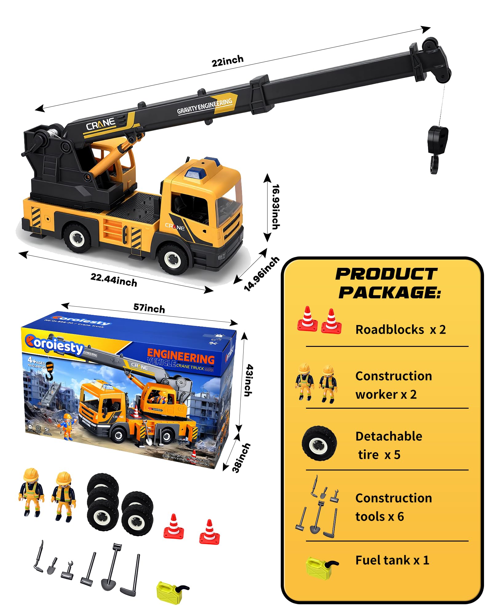 Coroiesty crane truck in gift box ready for birthdays and holidays.