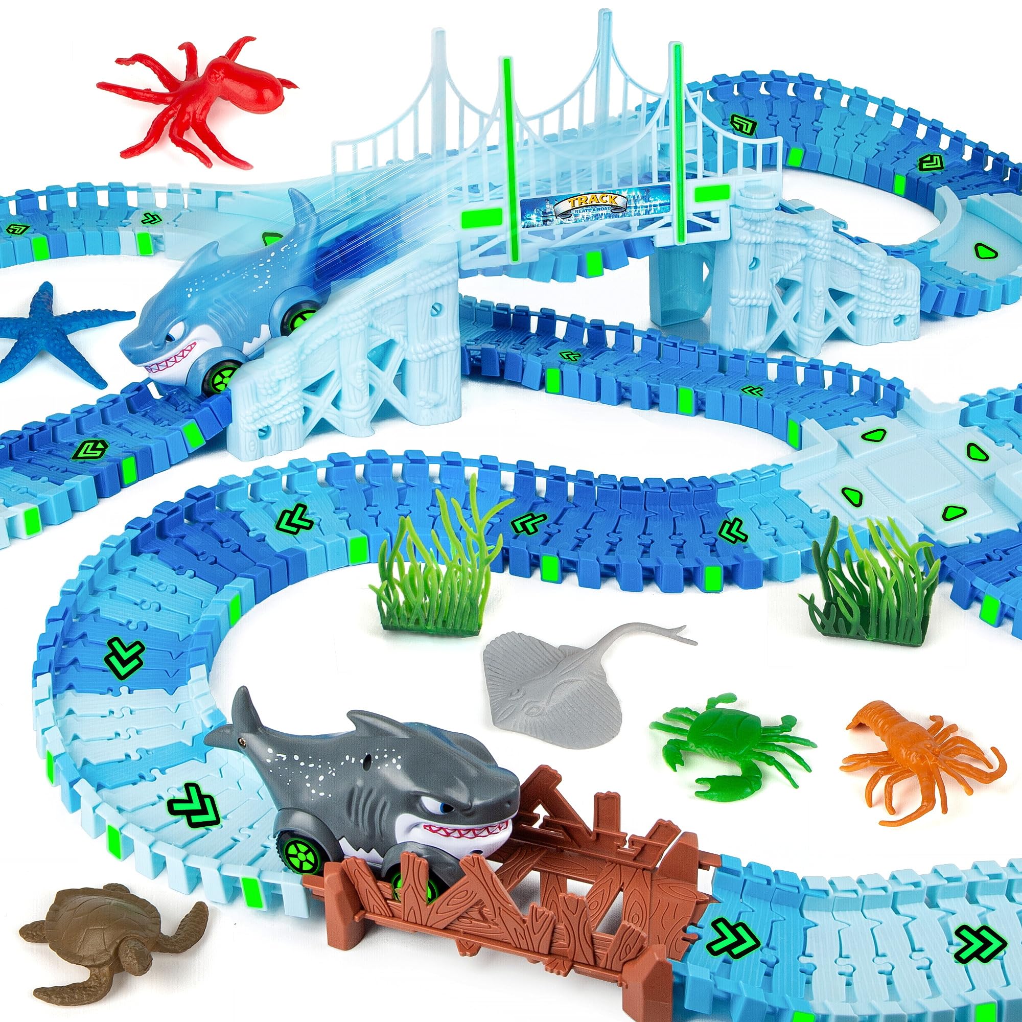 Coroiesty shark track whole set for imaginative racing play and family fun