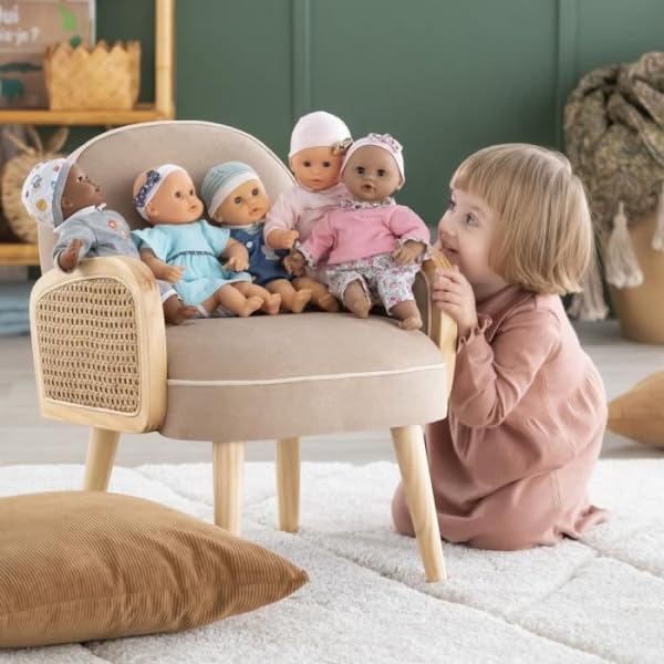 Corolle Bebe Calin Mael pink pajama set with cap, ready for playtime and bedtime.