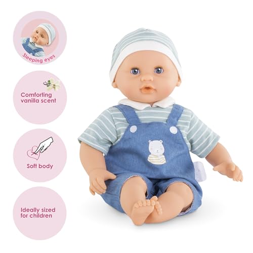 Corolle Bebe Calin Mael vanilla-scented vinyl skin, enriching sensory play for curious little hands.