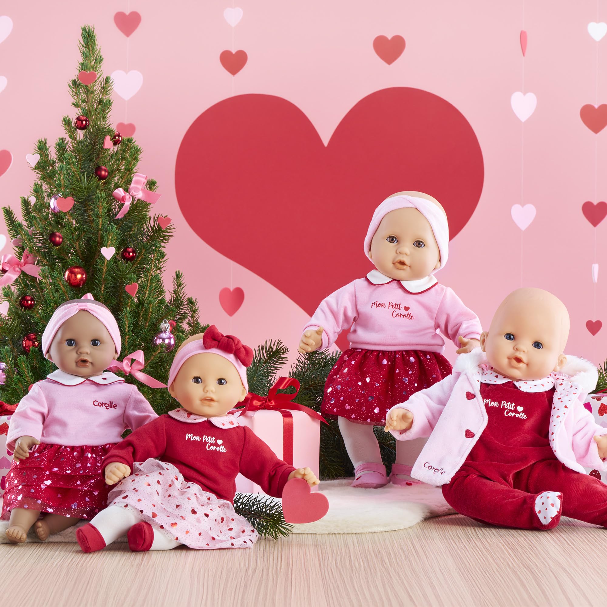 Corolle Margaux Petals heart-print outfit enhances dress-up play.
