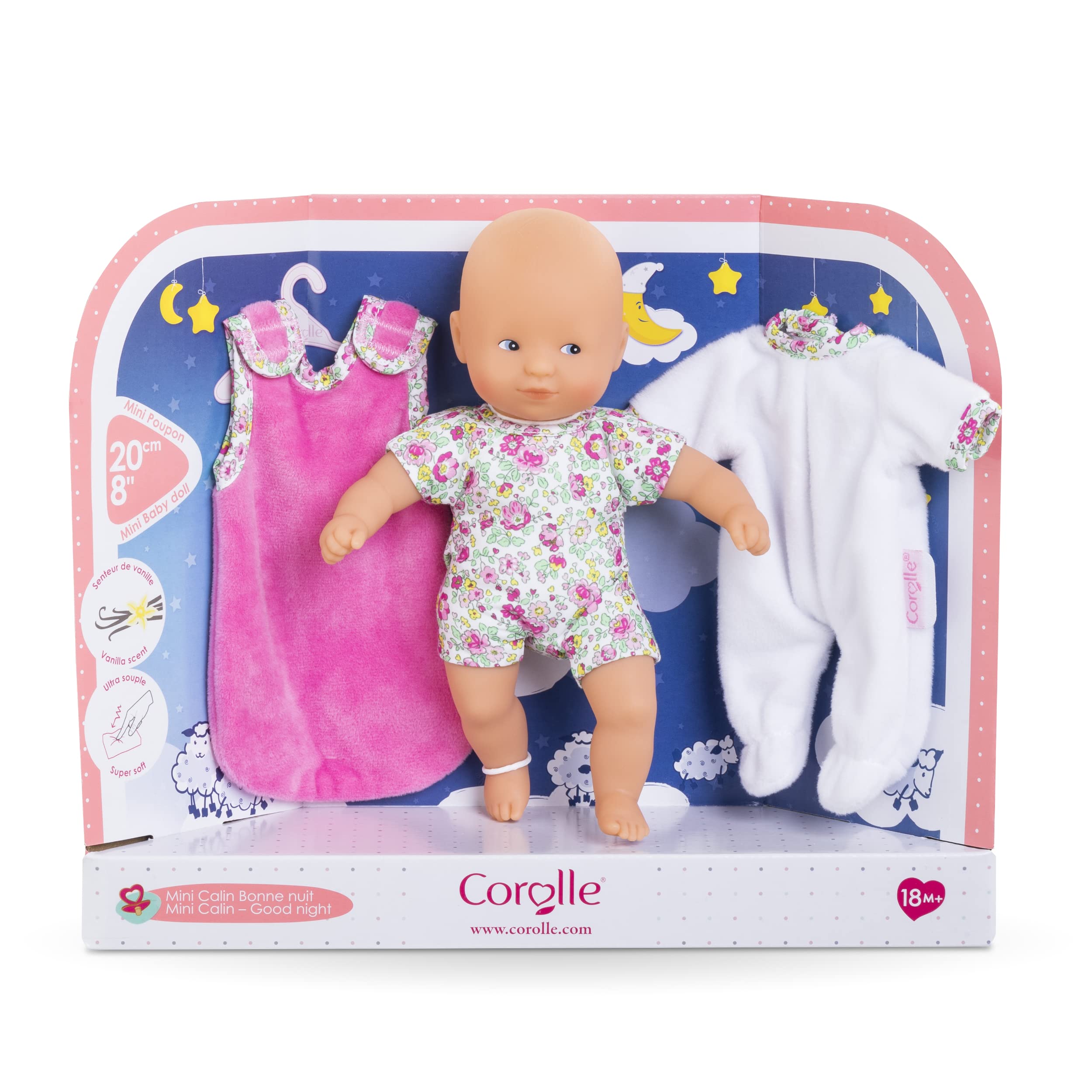 Corolle Mini Calin Good Night Blossom Garden doll with vanilla scented skin for sensory play