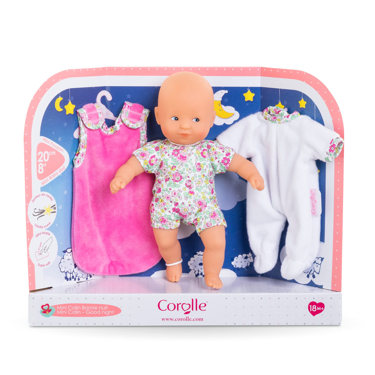 Corolle Mini Calin Good Night Blossom Garden doll with vanilla scented skin for sensory play