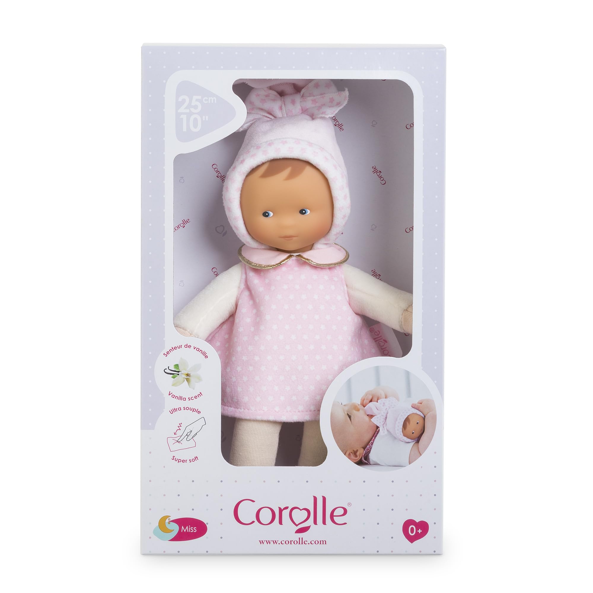Corolle Miss Starry Dreams is machine washable on delicate cycle for easy care.