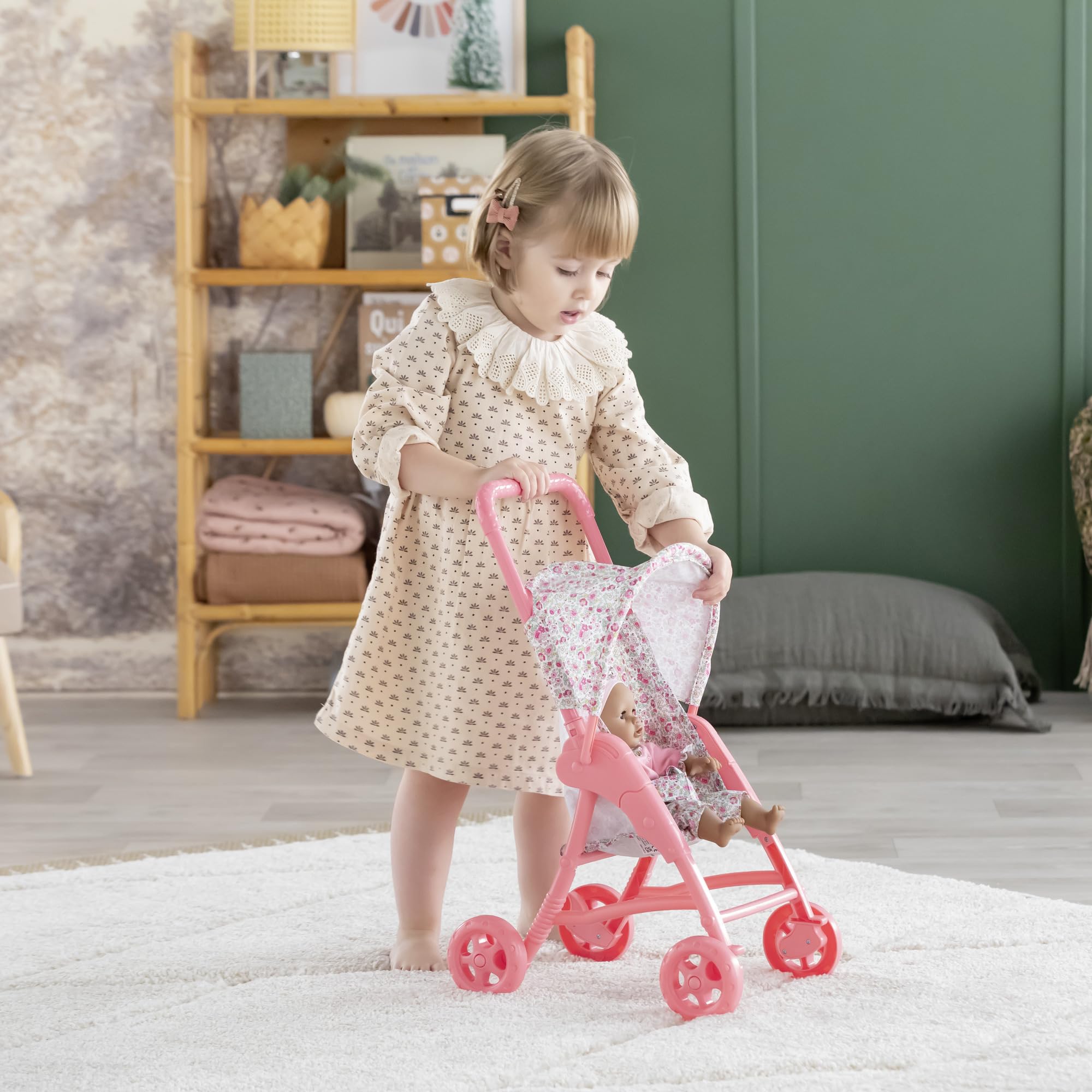 Bright blue and white styling appeals to toddlers and caregivers.