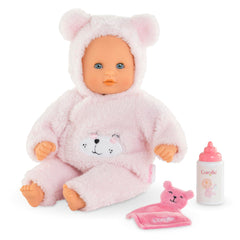 Corolle My First Cuddly Teddy Bear 12in vanilla scent comforts during play.