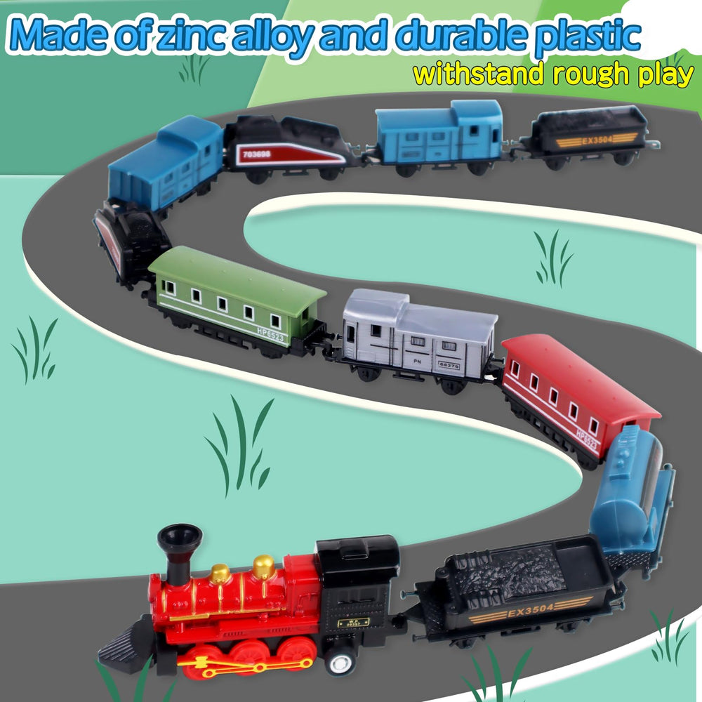 CORPER TOYS train set closeup; vivid colors and realistic details spark storytelling.