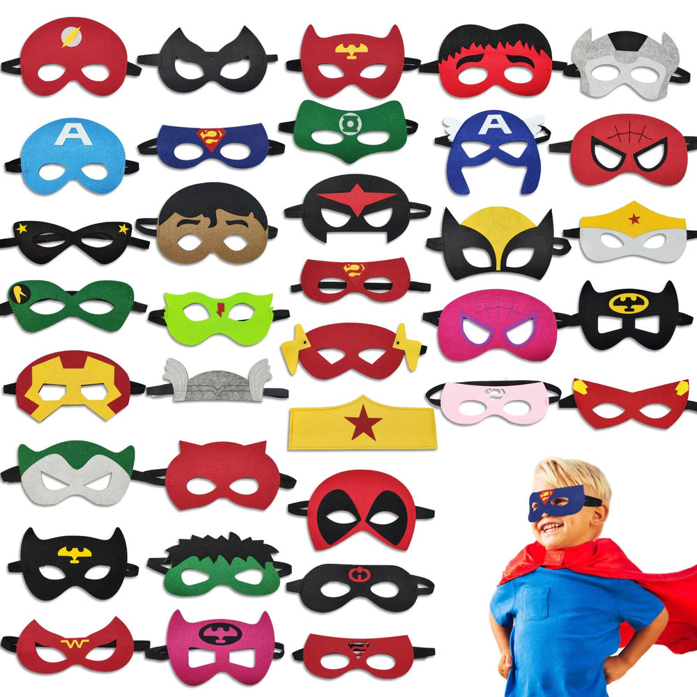 Corpower 35-pack party masks set for versatile kid costumes and party favors