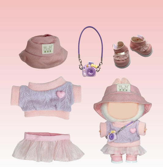 Coruja 17cm doll outfit lavender crochet top with soft texture