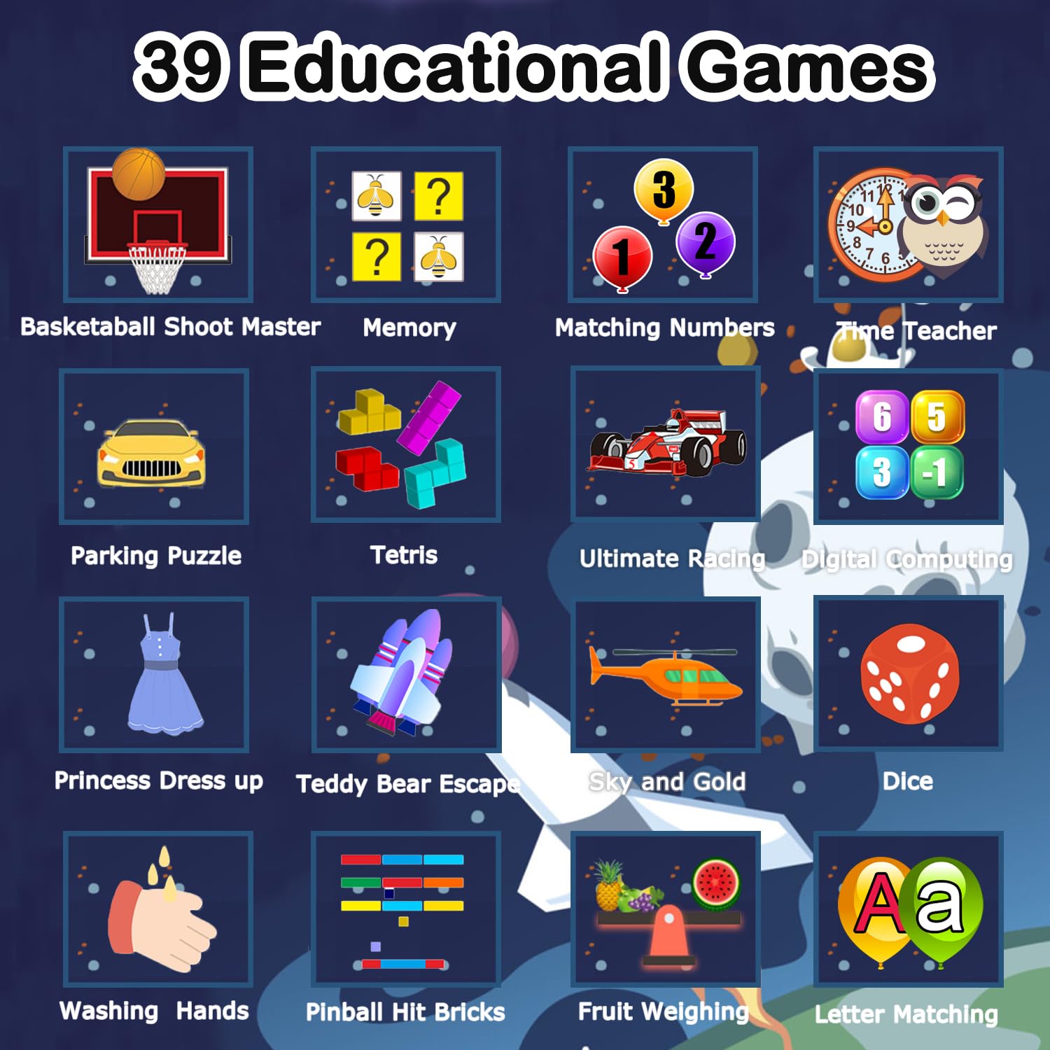 Cosjoype Kids Game Watch games menu for learning through play