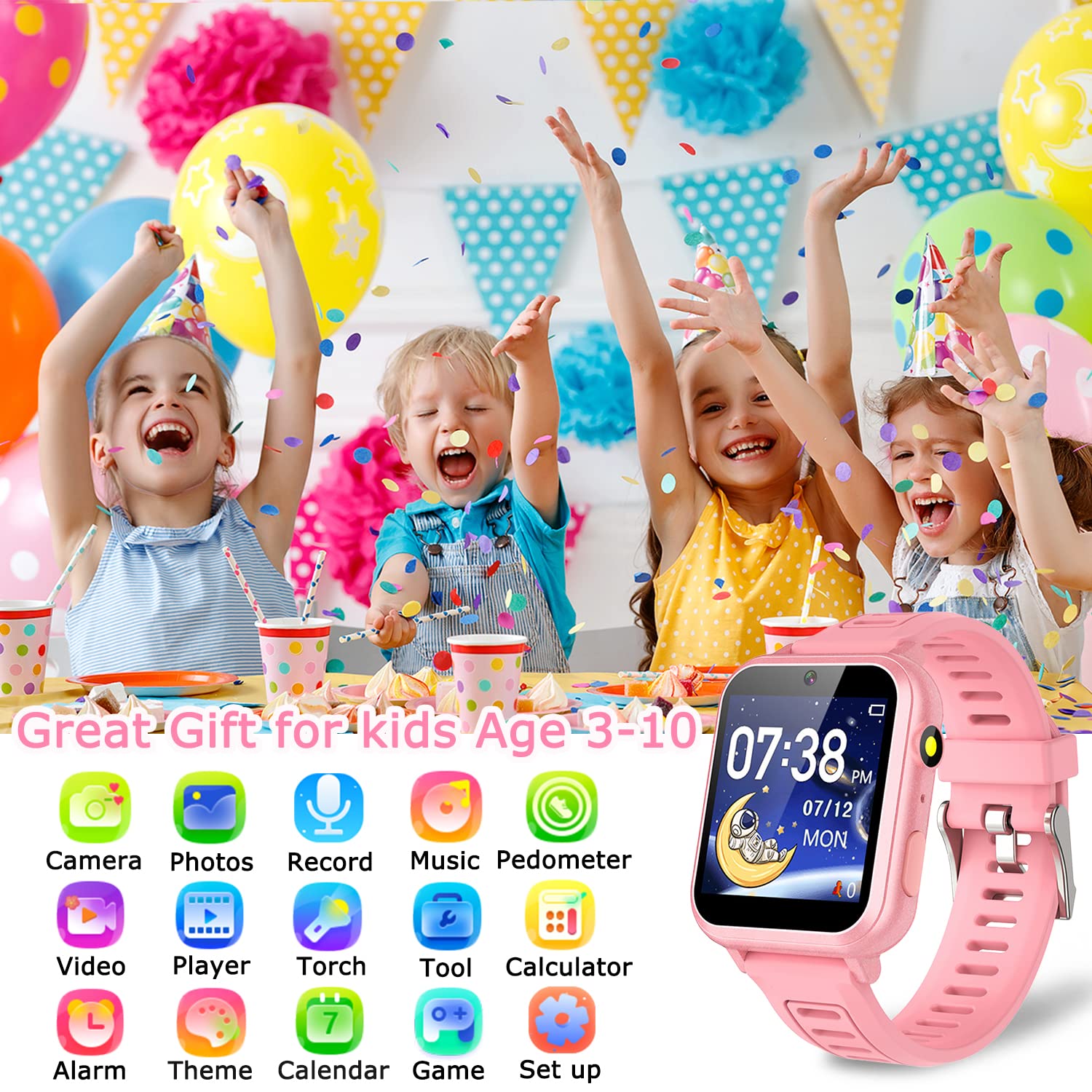 Cosjoype Kids Game Watch silicone strap remains soft and skin-friendly.