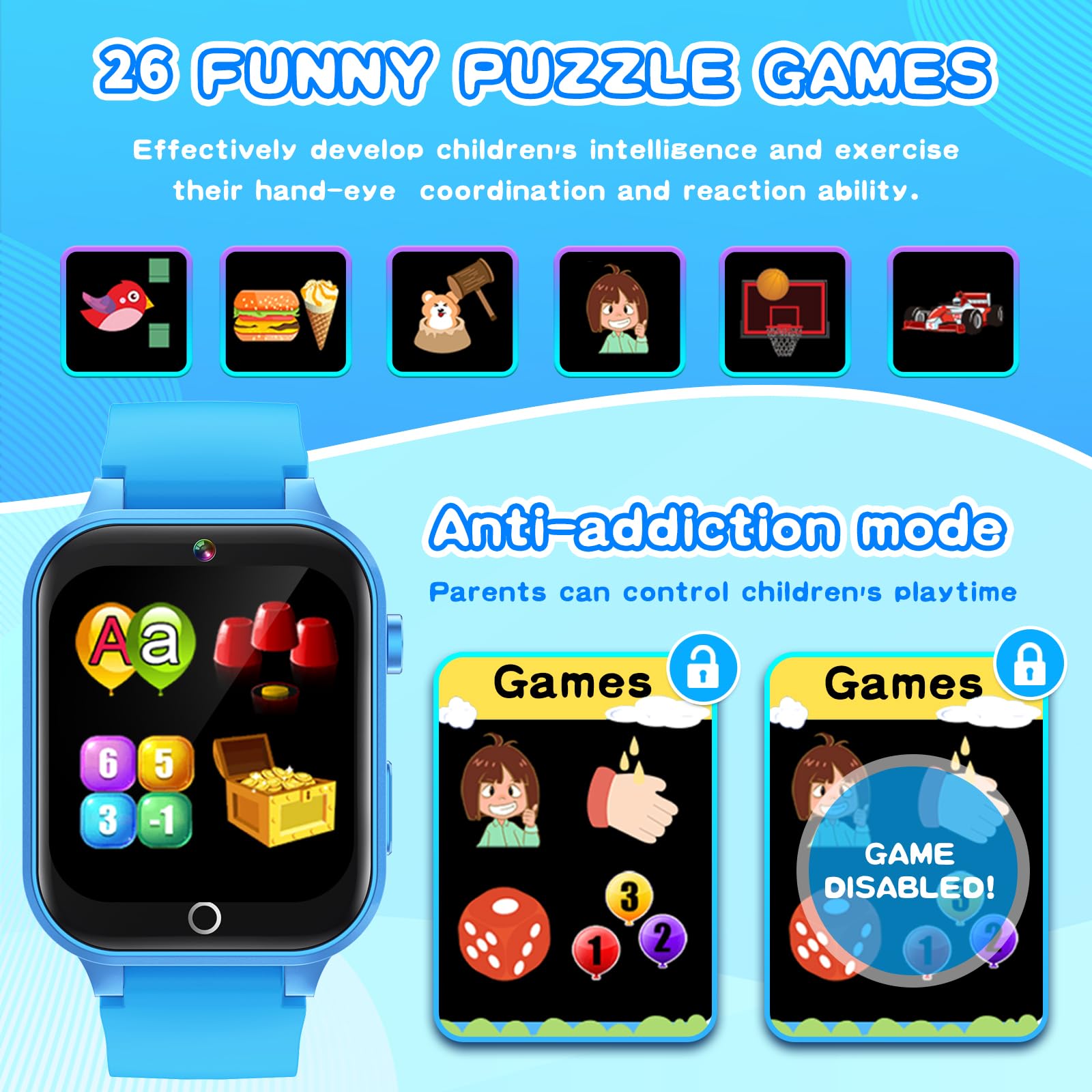 Cosjoype Kids Smart Watch pedometer tracks steps and activity.