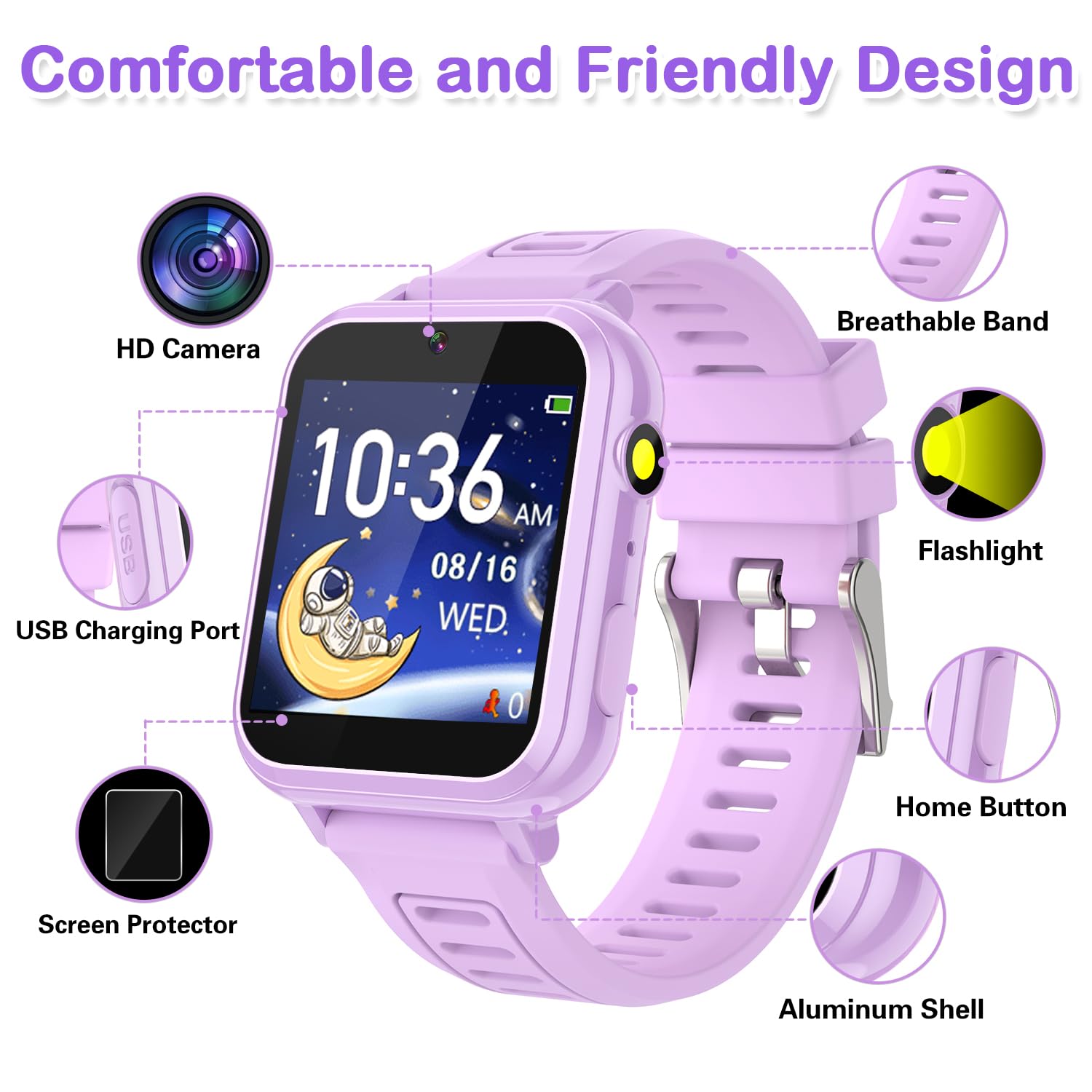 Cosjoype Kids Watch flashlight helps during dim evenings and outdoor activities.