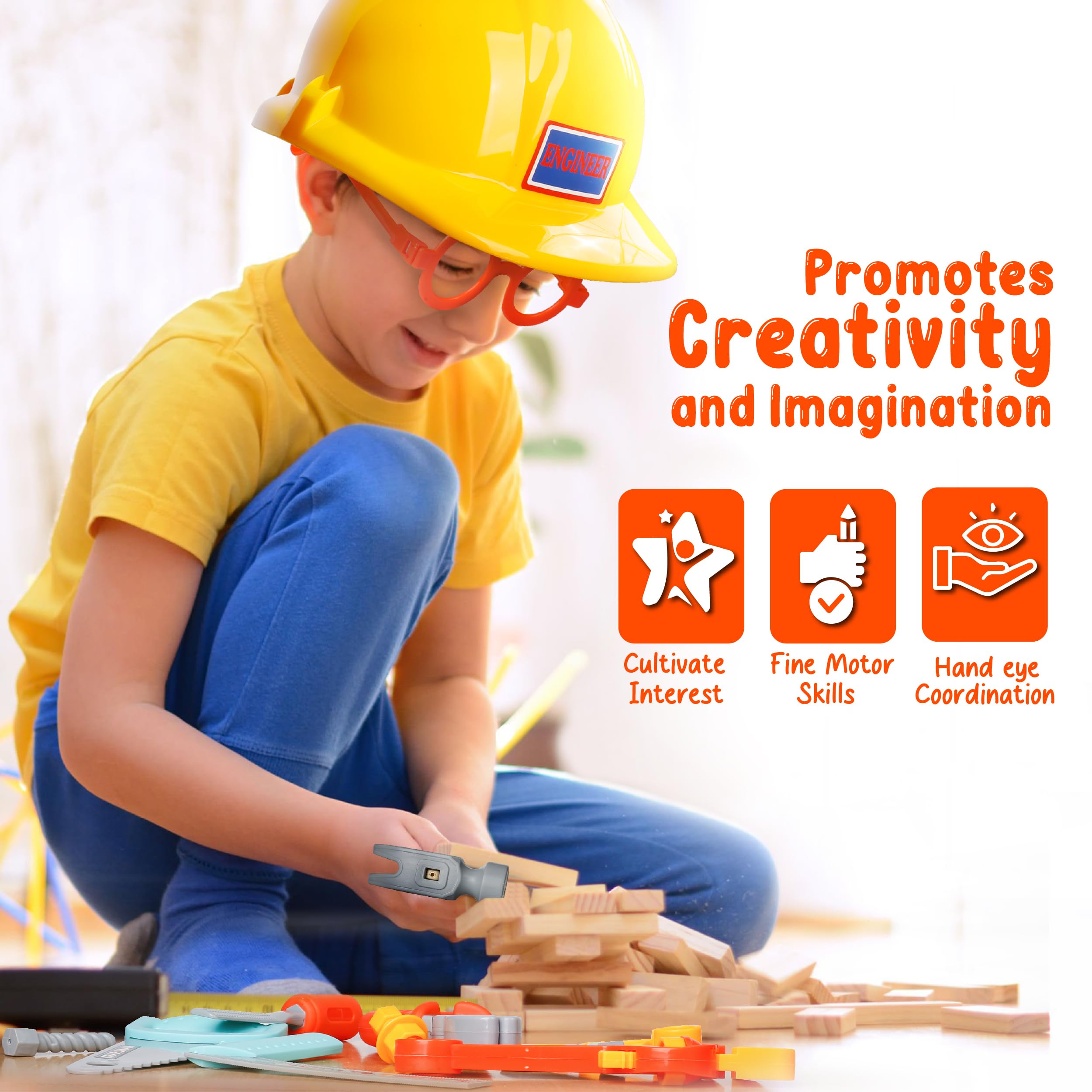 Cosmic Chameleon safety goggles keep clear vision for detailed pretend construction tasks.