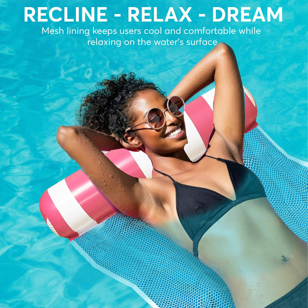 Cosmic Chameleon pool party scene demonstrates portable, quick-to-pack float fun.