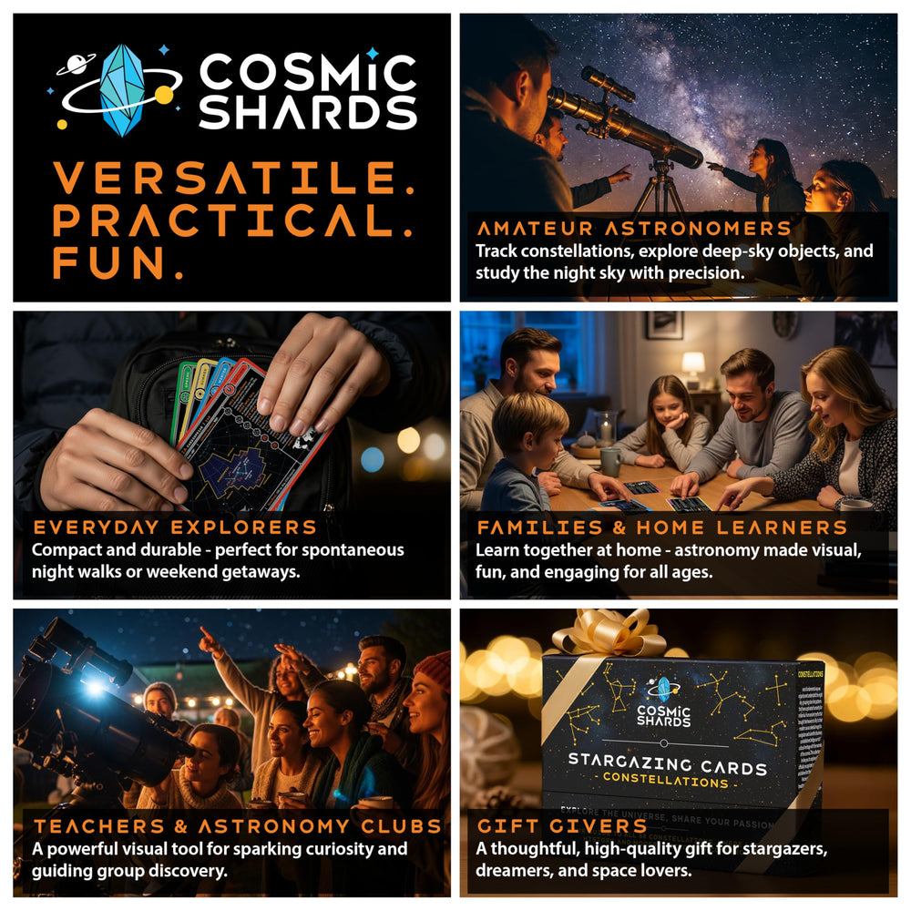 Cosmic Shards Stargazing Cards portable set for travel or classroom use.
