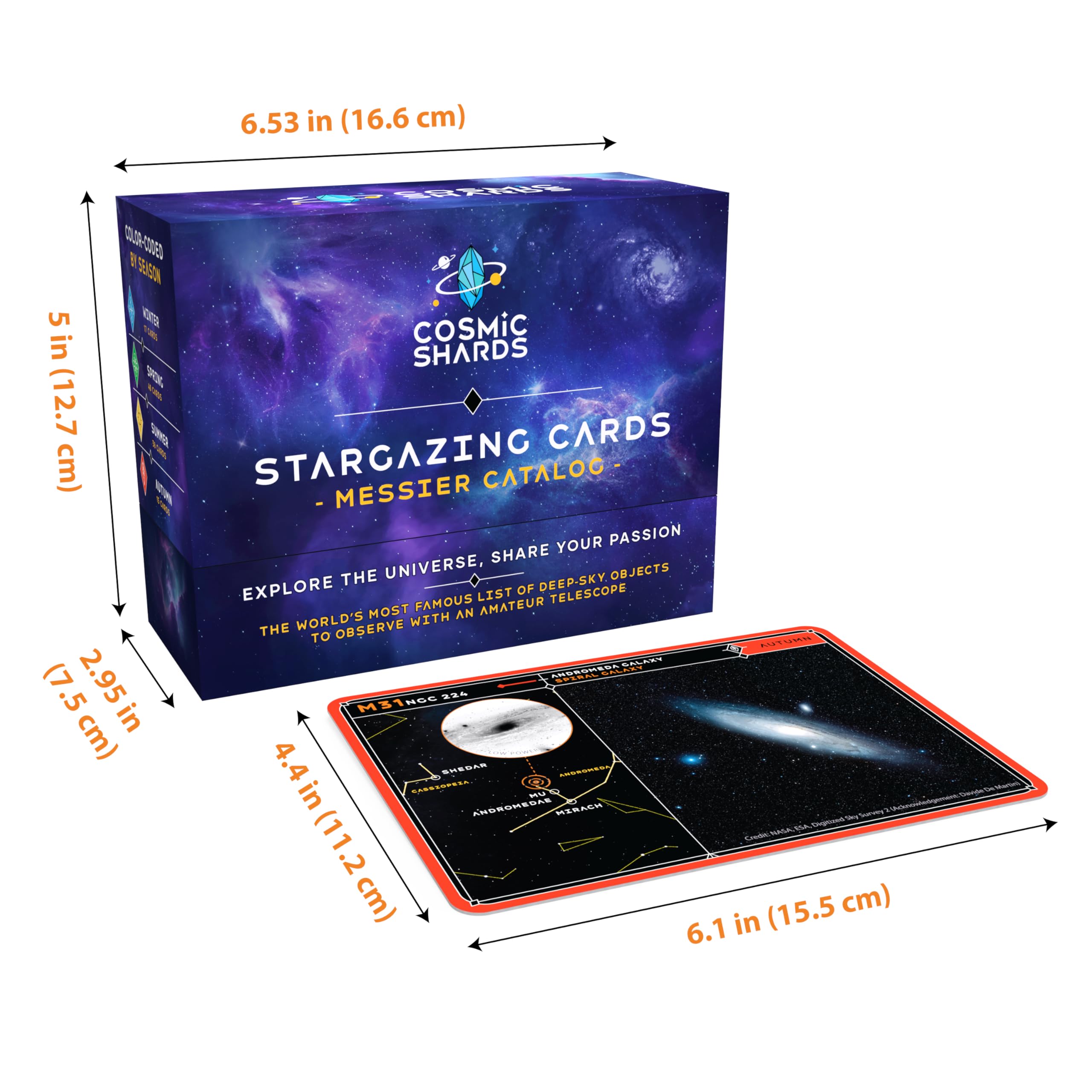 Cosmic Shards Stargazing Cards night-vision-friendly text remains readable