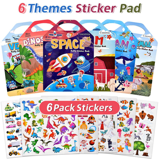 Cosomia 6 Set dinosaurs scene stickers for imaginative storytelling