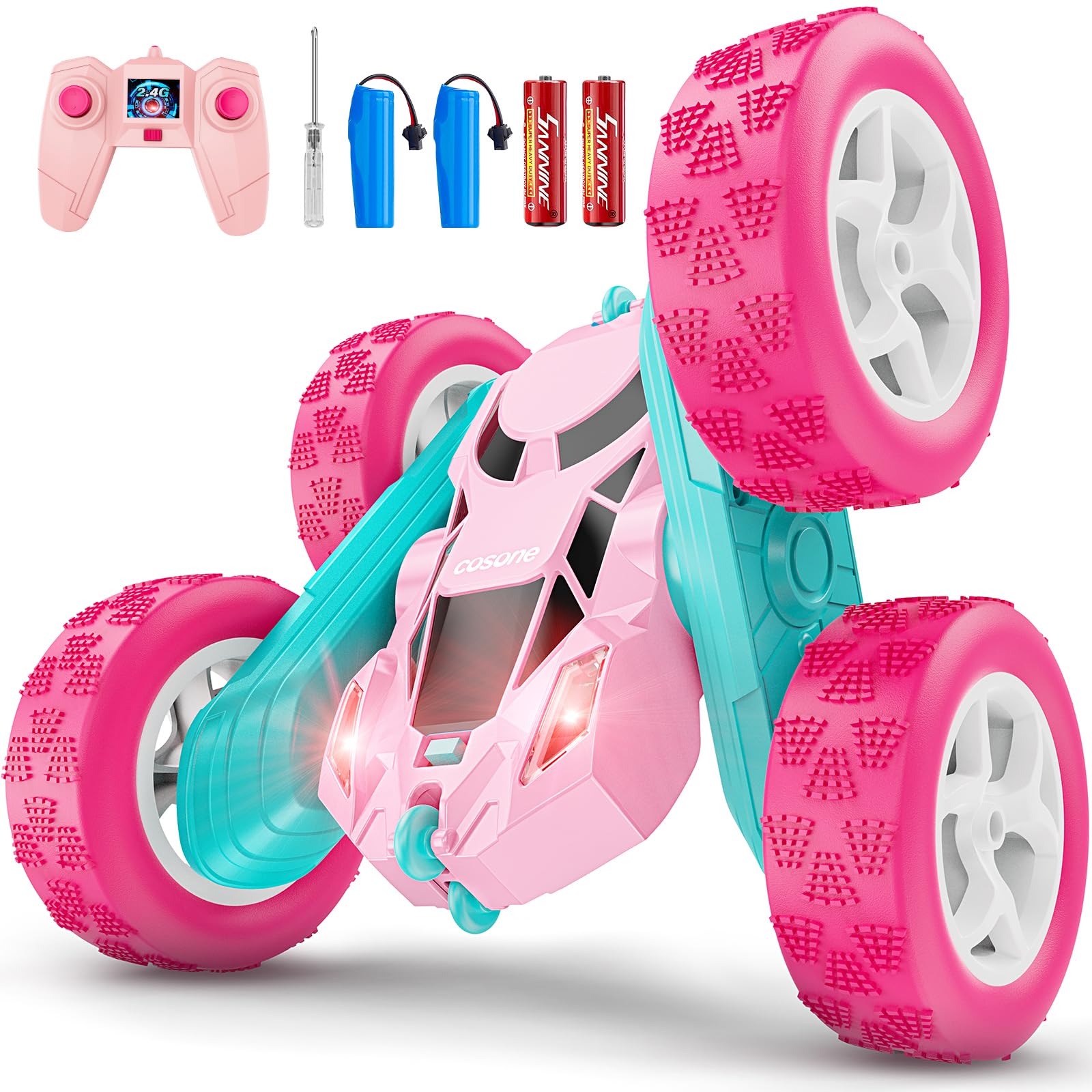 cosone pink RC car front view highlights sleek design for confident play