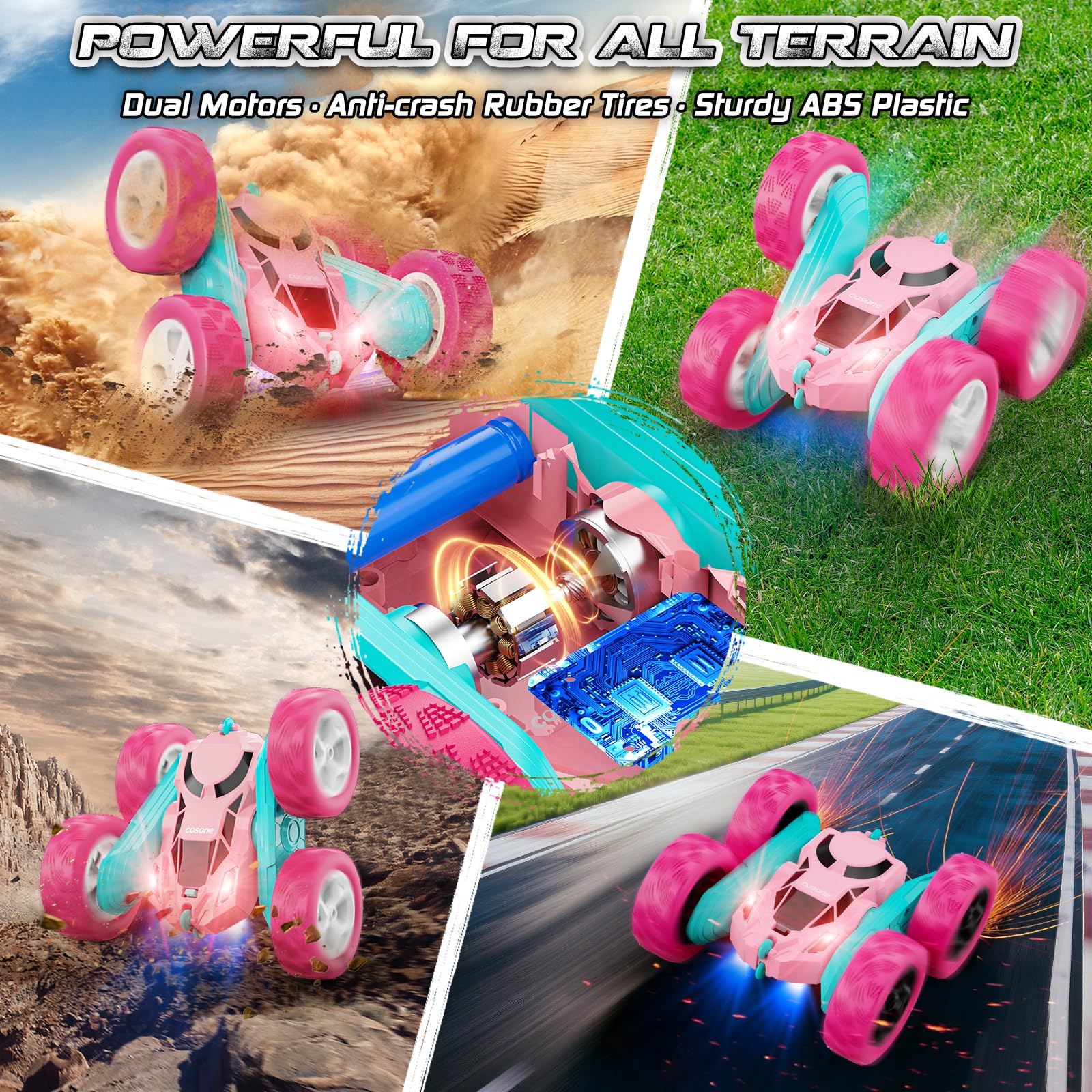 cosone pink RC car off road tires grip uneven surfaces outdoors
