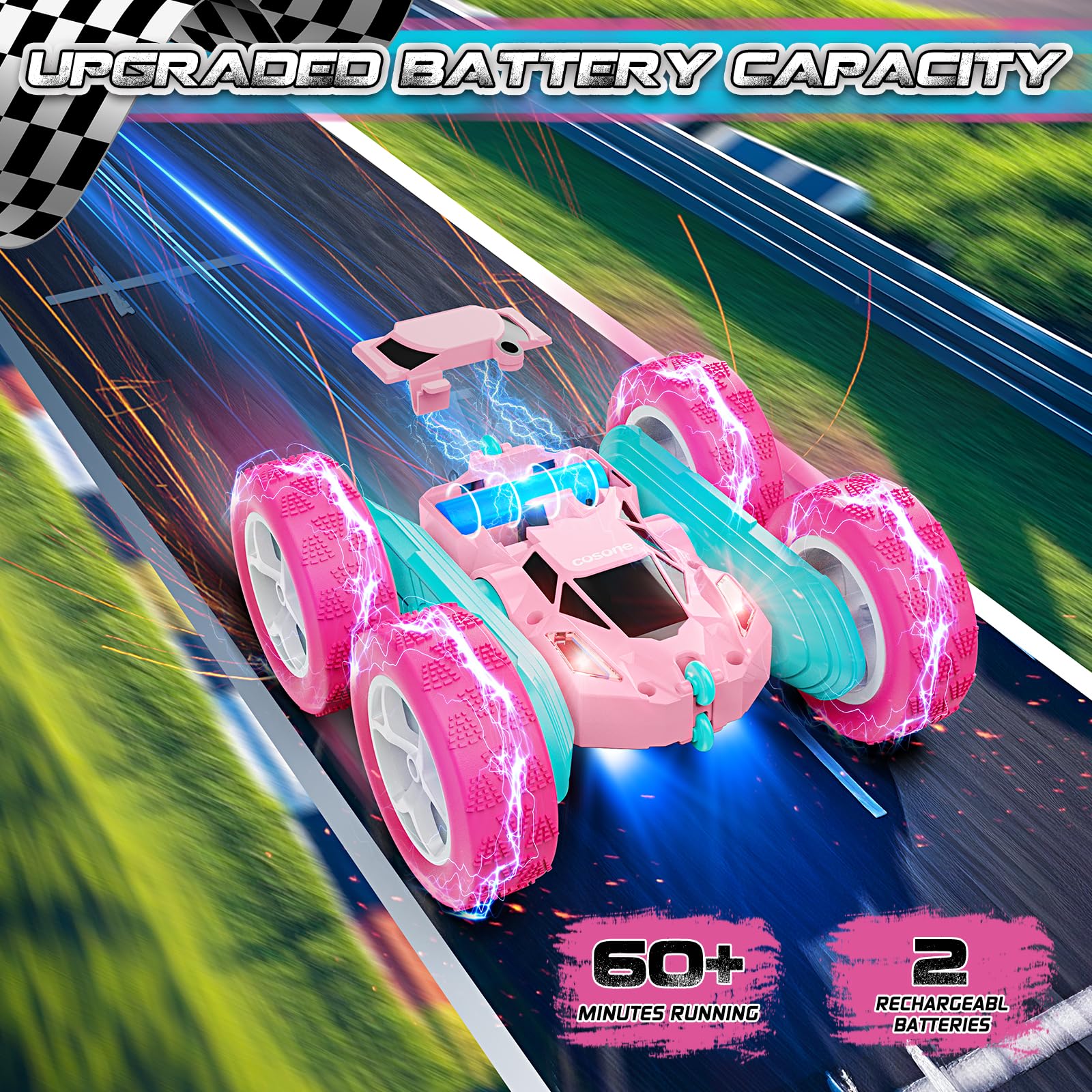 cosone pink RC car rear view shows sturdy build and reliability