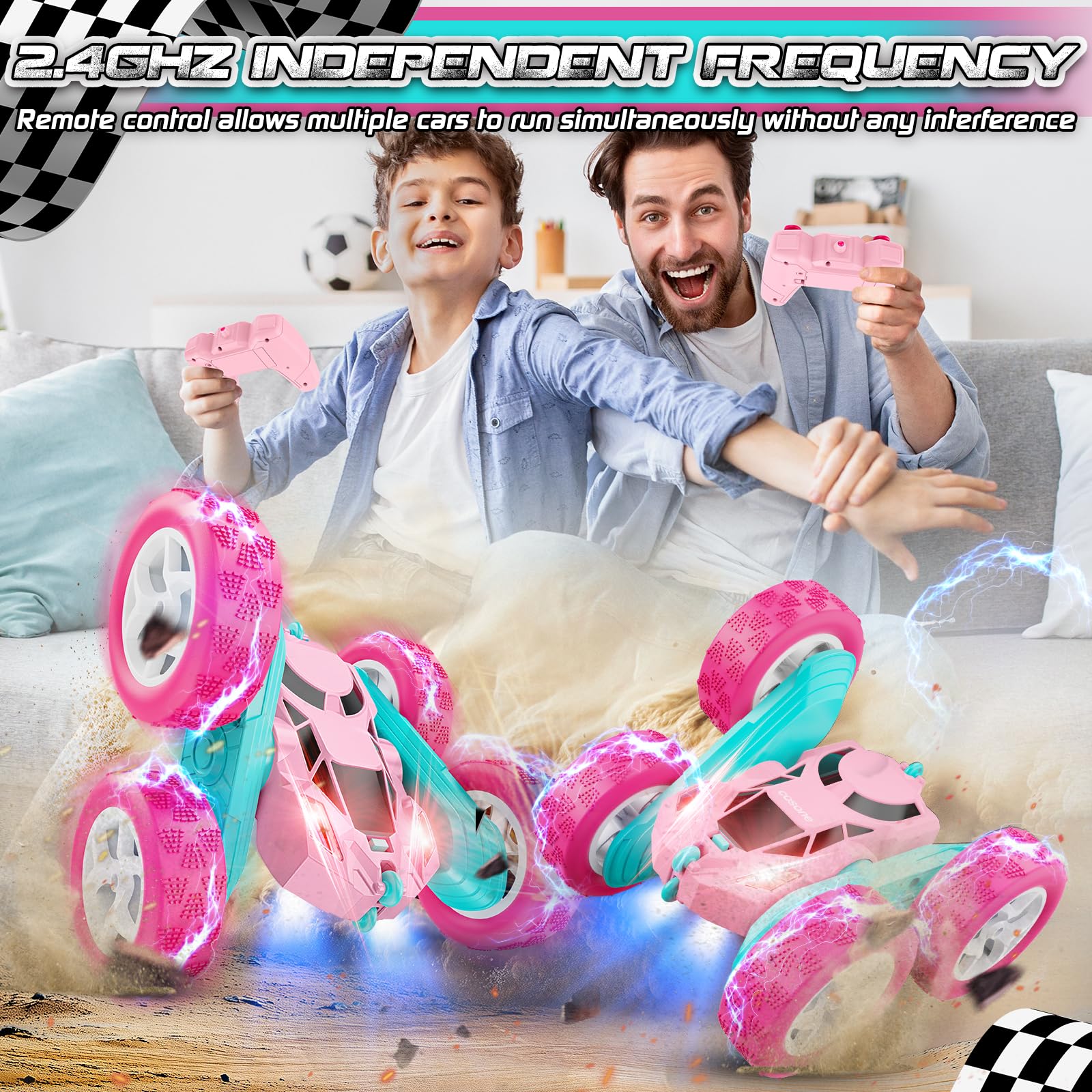 cosone pink RC car remote controller shows easy handling for kids