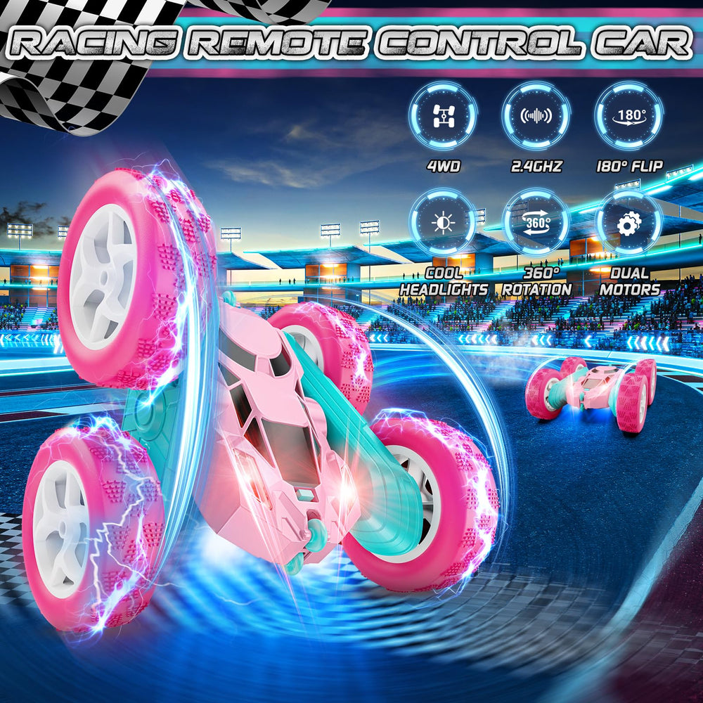 cosone pink RC car side action captures dynamic movement for outdoor fun