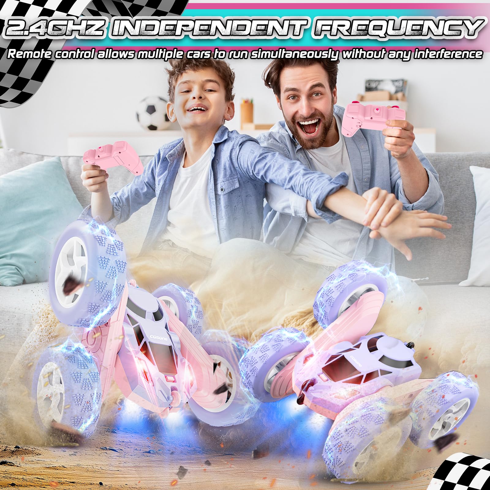 Cosone RC car dual motors delivering rapid acceleration