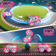 Cosone RC pink car group play with interchangeable wheels.